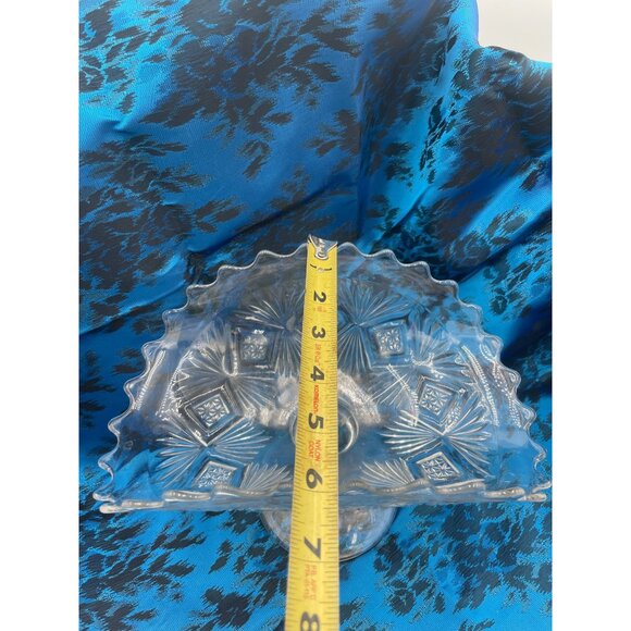 Early American Pressed Glass Indiana Glass Pedestal Banana Dish Scalloped Edges - Picture 3 of 5